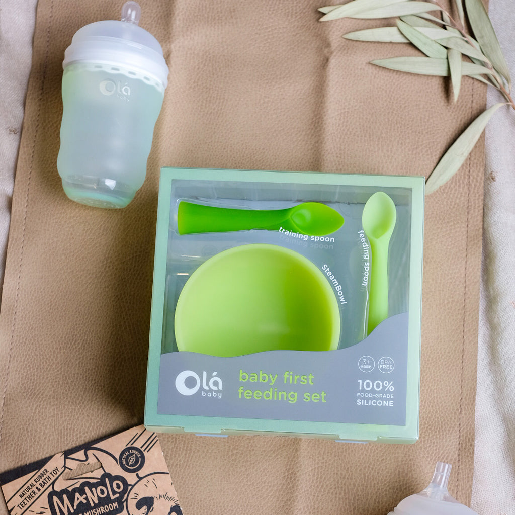 OlaBaby First Feeding Set - BPA-Free Baby Spoon & Fork Set with Travel Case - Perfect for Infants, Toddlers & On-the-Go Meals