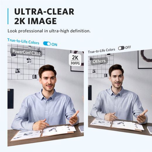 Anker PowerConf C302 1080p HD Webcam with Noise Reduction & Built-in Mic - Perfect for Video Conferencing, Online Classes & Streaming