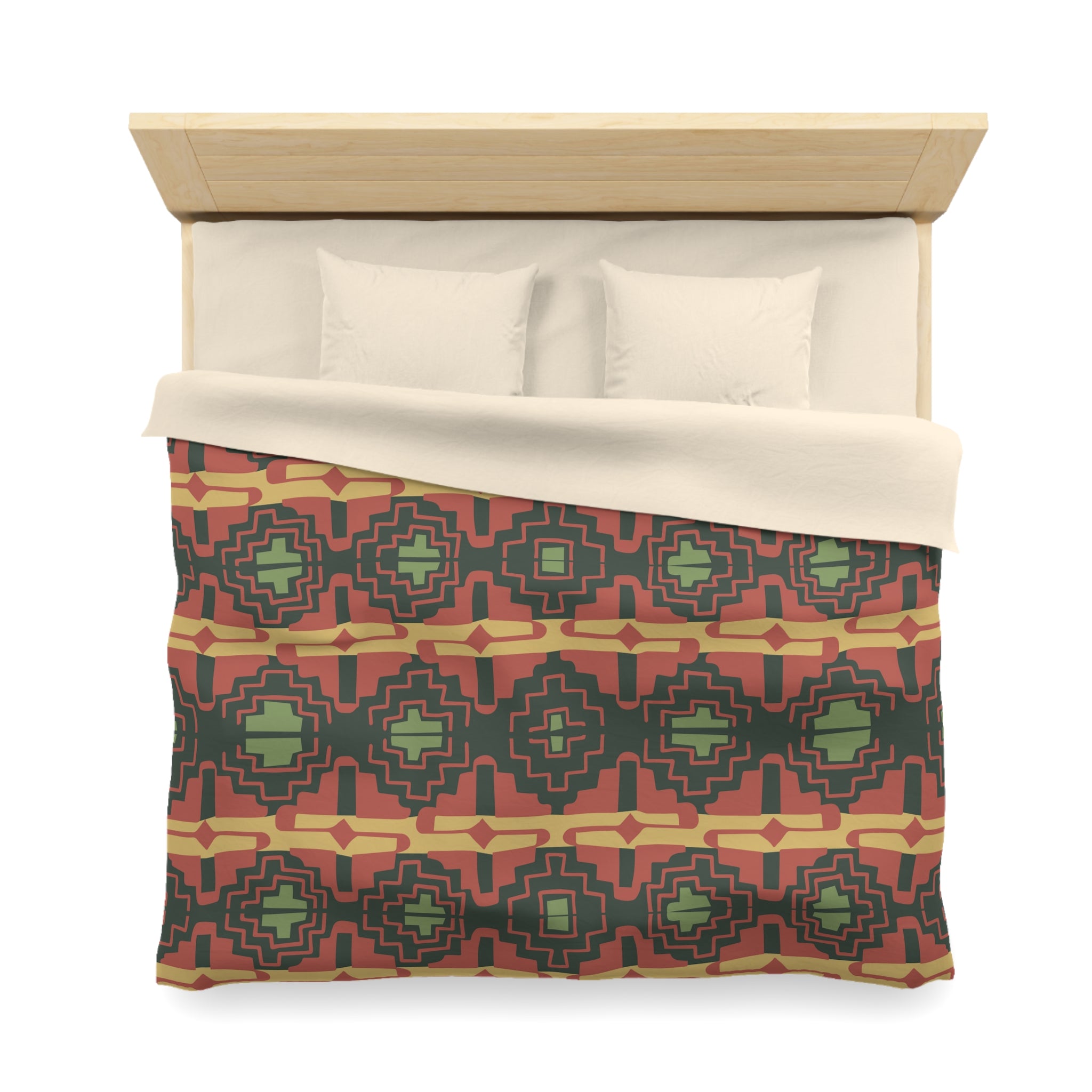 Soft Microfiber Duvet Cover Set - Southwestern Dune Pattern - Queen Size Bedding for Cozy Home & Hotel Use