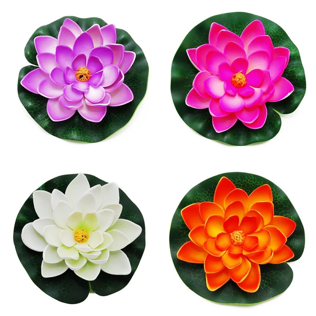 Artificial Floating Lotus Flowers (4pcs) - Realistic Foam Water Lily Pond Decor for Garden, Pool, Patio | Perfect for Water Features, Wedding Centerpieces & Home Decor
