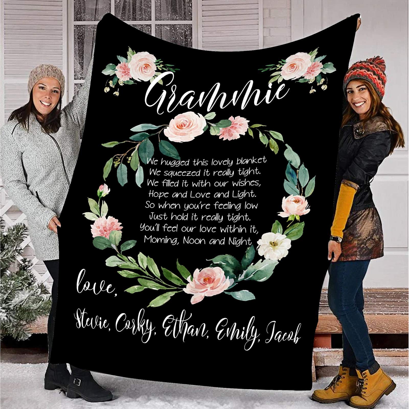 Personalized Blanket for Grandma - Custom Name Blanket with Love, Soft & Cozy Throw for Mimi, Nana, Gramie - Perfect Gift for Birthday, Mother's Day & Christmas - Ideal for Cuddling, Napping & Home Decor