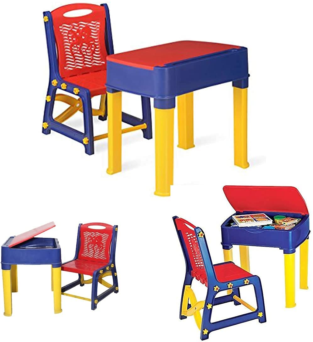 Elex® Kids Study Desk and Chair Set - Adjustable Children's Study Table with Chair for Boys and Girls - Perfect for Homework, Drawing & Learning Activities at Home