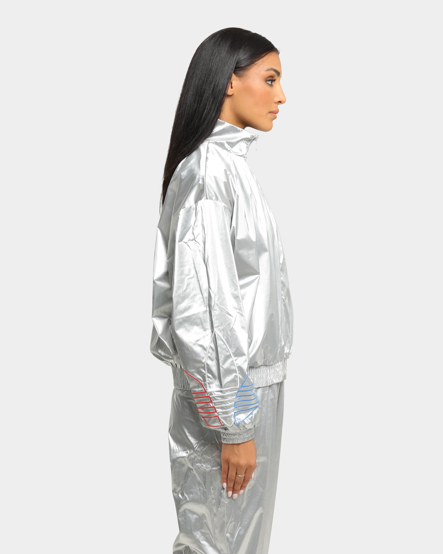 Adidas Women's Japona Track Jacket - Metallic Silver Lightweight Running Jacket for Women - Perfect for Jogging, Gym & Outdoor Activities