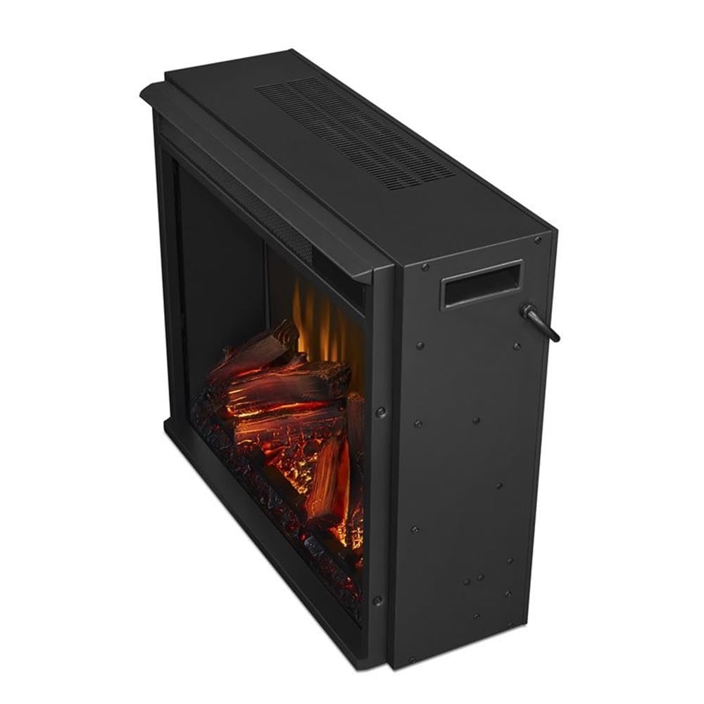 BOWERY HILL 1500W Black Electric Fireplace Heater with Remote Control, Adjustable LED Flame, Steel Firebox Mantel - Perfect for Living Room, Bedroom & Office Heating