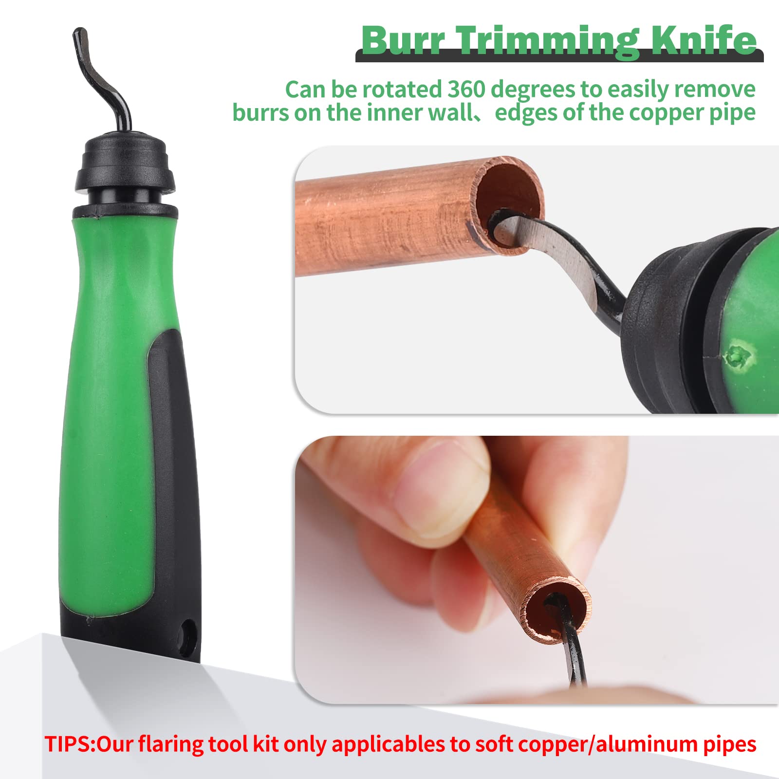 HVAC Flaring Tool Kit 1/4”-3/4” - 45° Eccentric Manual Tubing Flare Tool with Deburring for Copper & Aluminum Pipes - Perfect for AC Repair, Refrigeration & Plumbing Projects