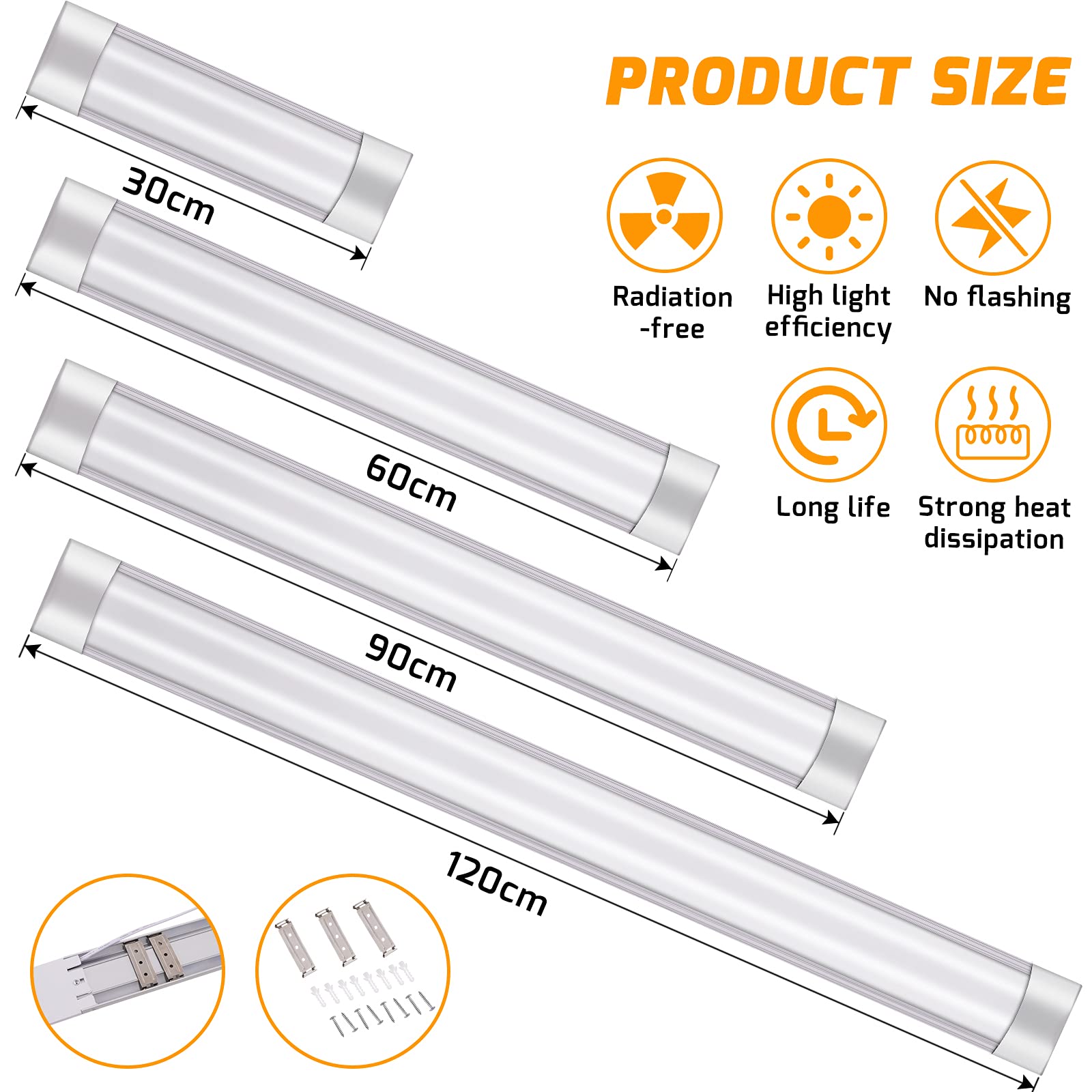 Viugreum 6500K LED Shop Lights 2FT 20W 2400lm - Ultra Bright White LED Tube Lights for Garage, Basement, Warehouse & Workshop - High Output Ceiling Lighting Fixtures (Pack of 8) - Perfect for Task Lighting in Dark Workspaces and Storage Areas