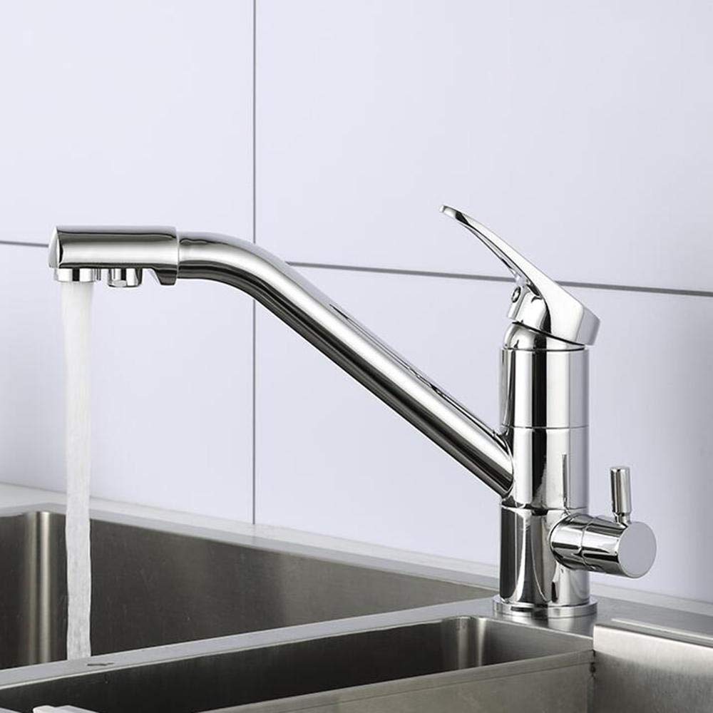 3-Way Brass Water Filter Tap - Hot & Cold Water Purifier for Direct Drinking, Chrome Faucet for Kitchen Sink | Perfect for Home, Office, and RV Use