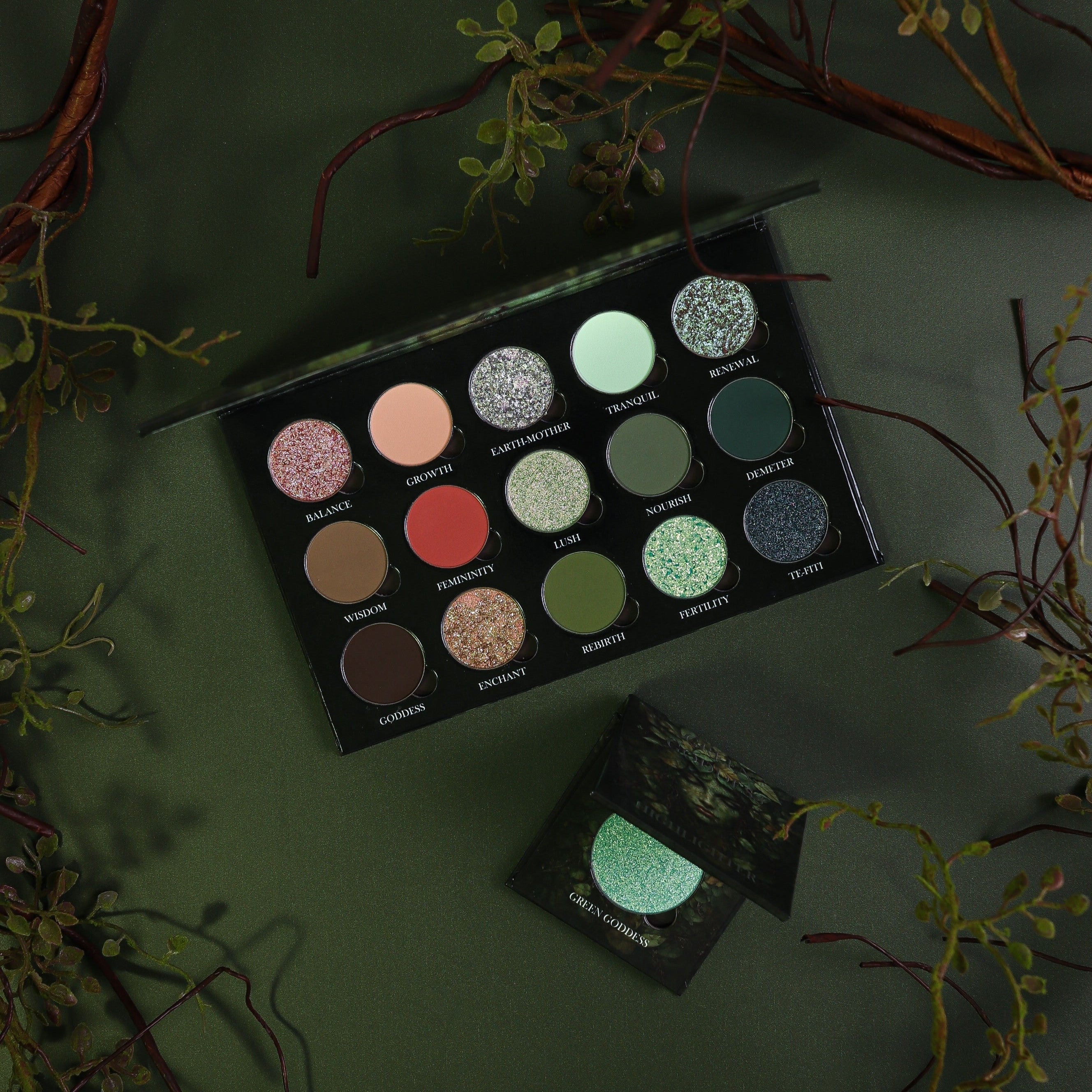 Green Goddess Eyeshadow Palette - Vegan, Cruelty-Free Makeup Palette with 12 Highly Pigmented Shades for Day & Night Looks | Perfect for Parties, Weddings & Everyday Glam