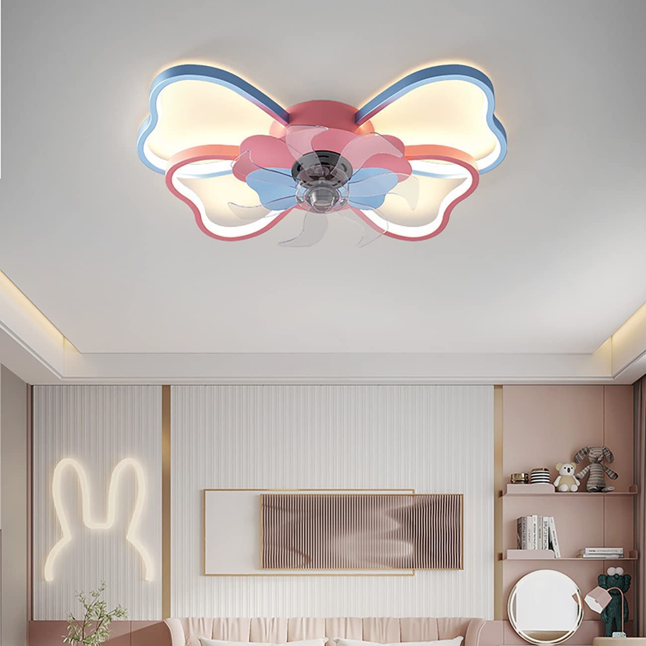 Nordic Minimalist Ceiling Fan with LED Light - Remote Control, Dimmable & Silent - Perfect for Kids' Room, Bedroom, Nursery - SCZWP8 Butterfly Design Fan Lamp