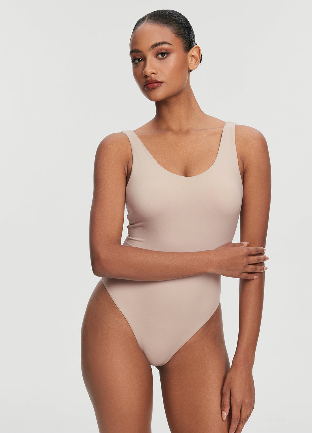Women's Scoop Back Bodysuit - Stretchy Seamless Tank Top for Layering, Workout & Everyday Wear