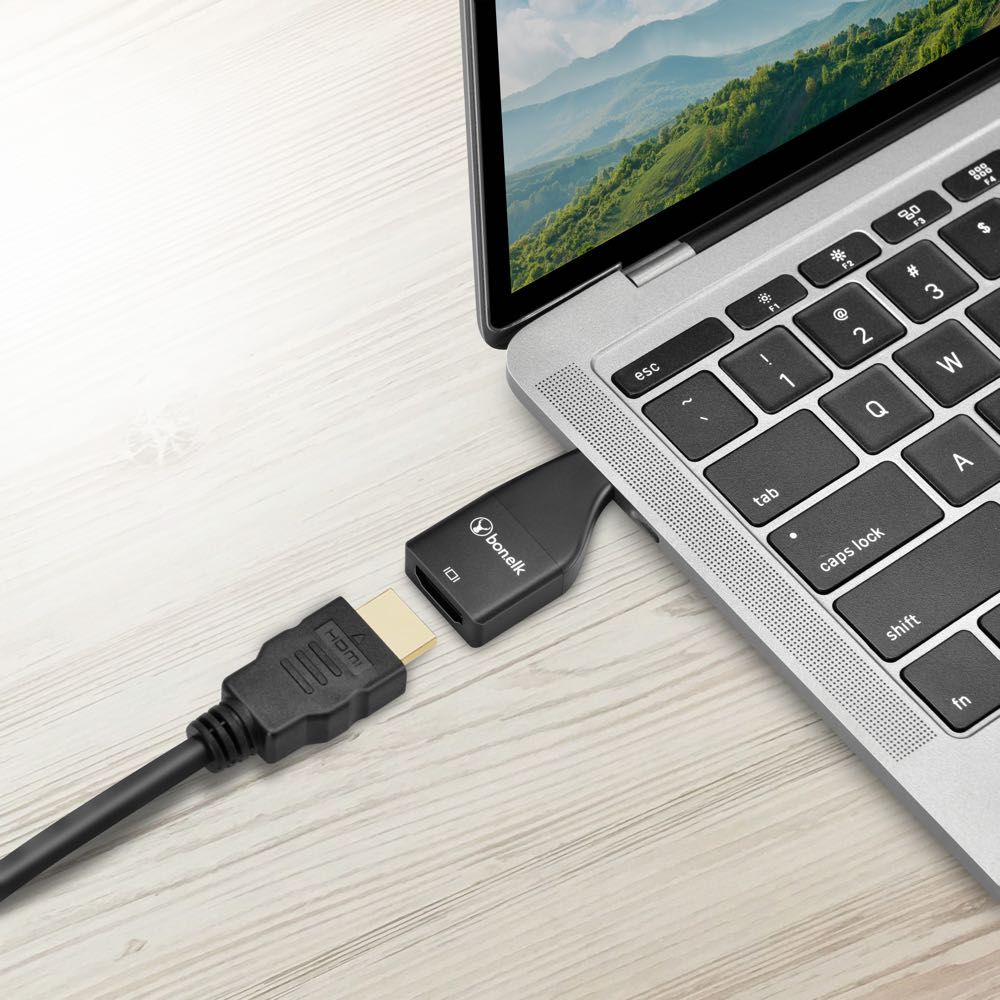 Bonelk USB C to 4K HDMI Adapter - Thunderbolt 3 Compatible for MacBook Pro/Air, iPad Pro, Dell XPS - Supports 4K@60Hz, HD Audio - Perfect for Home Office, Presentations & Streaming (Black)