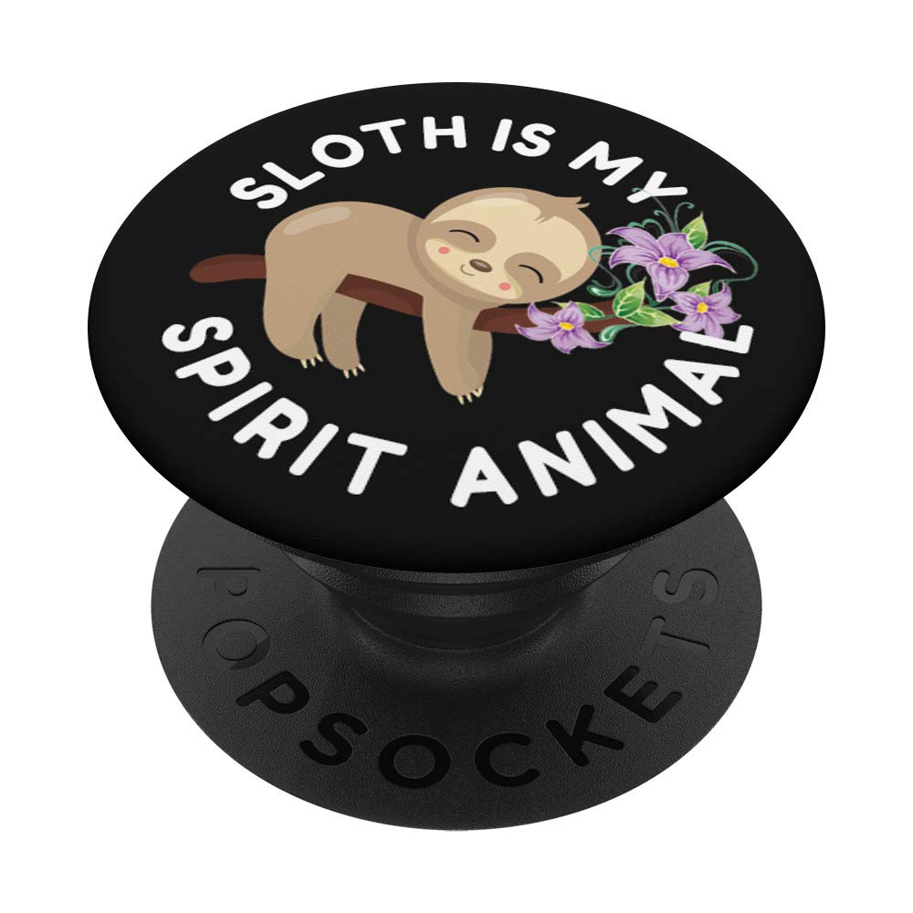 Sloth Spirit Animal Cell Phone Grip Holder - Swappable PopGrip by PopSockets for Secure Phone Handling, Perfect for Travel, Work, and Everyday Use