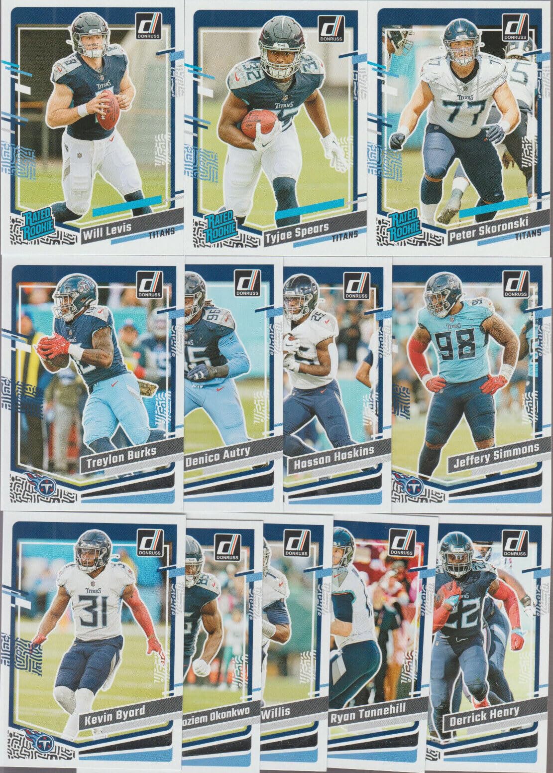 2023 Tennessee Titans Donruss Factory Sealed 12-Card Team Set with Will Levis, Peter Skoronski & Tyjae Spears Rated Rookie Cards | NFL Football Collectibles for Fans & Card Collectors | Perfect for Display, Trading & Investment