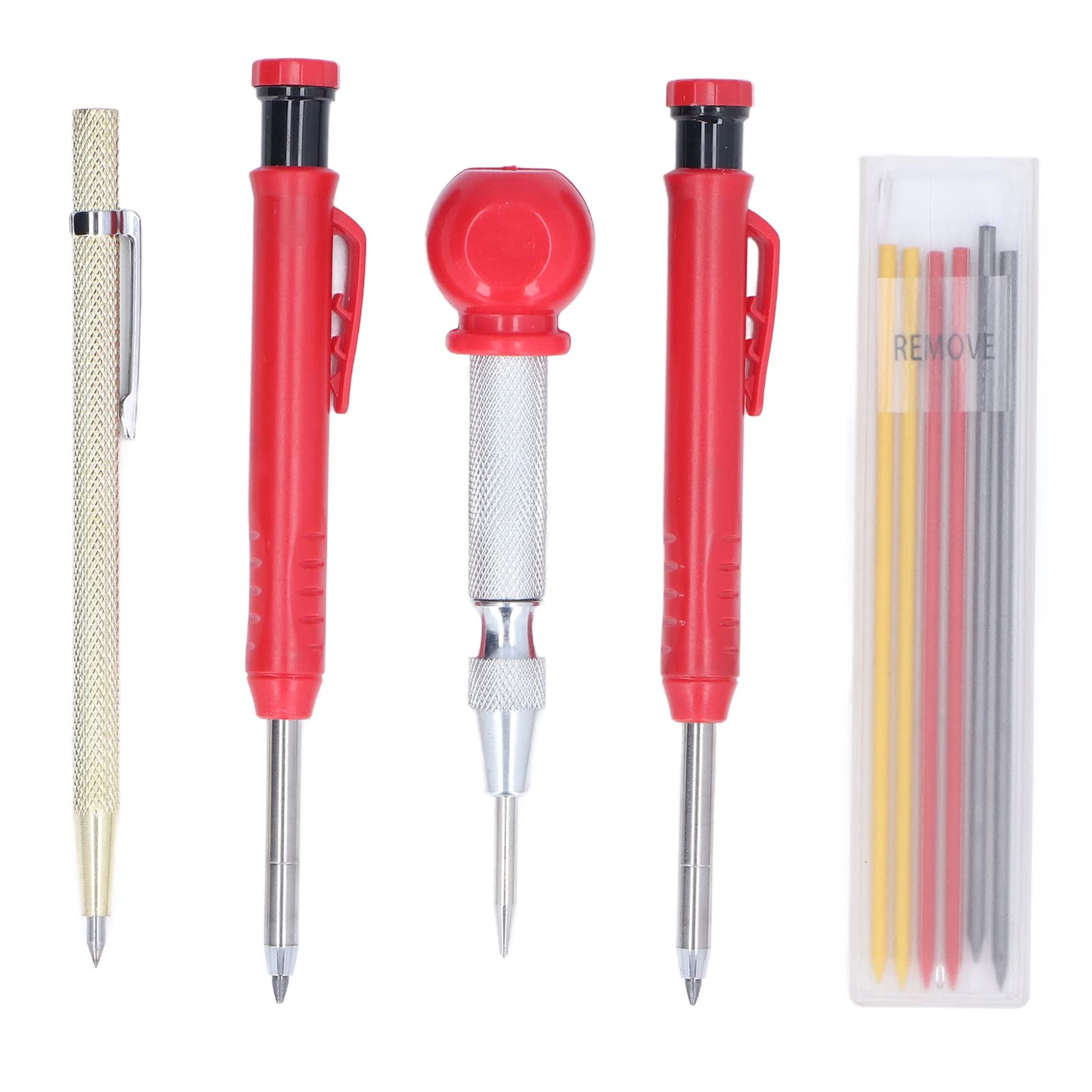 10Pcs Scriber Marking Kit - Carpenter Pencils & Woodworking Tools with Mechanical Pencil & 3 Color Marker Refills - Perfect for Woodworking, Carpentry, DIY Projects & Home Renovations