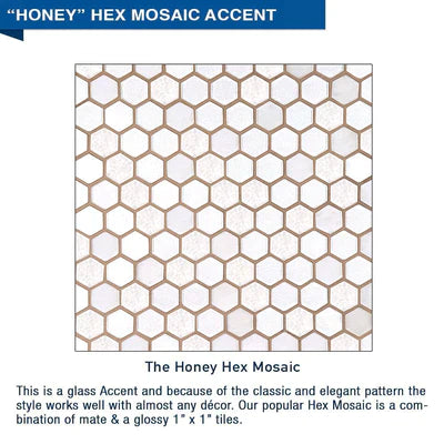 60 Alcove Desert Sand Sistine Stone & Honey Hex Mosaic Tile Accent - DIY Shower Remodel Kit with Free Shampoo Niche | Bathroom Wall & Floor Tile for Shower Backsplash, Bathroom Renovation, and Home Decor