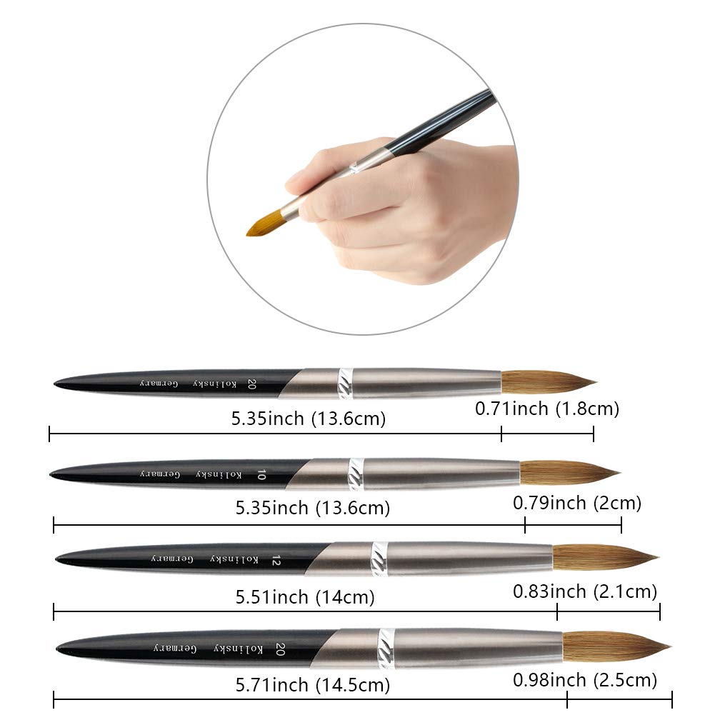 Premium Kolinsky Sable Acrylic Nail Brush - Size 10 Oval Professional Nail Art Brush for Acrylic Powder Application | Ideal for Beginners & Manicurists | Perfect for Salon, Home Use & Nail Art Designs