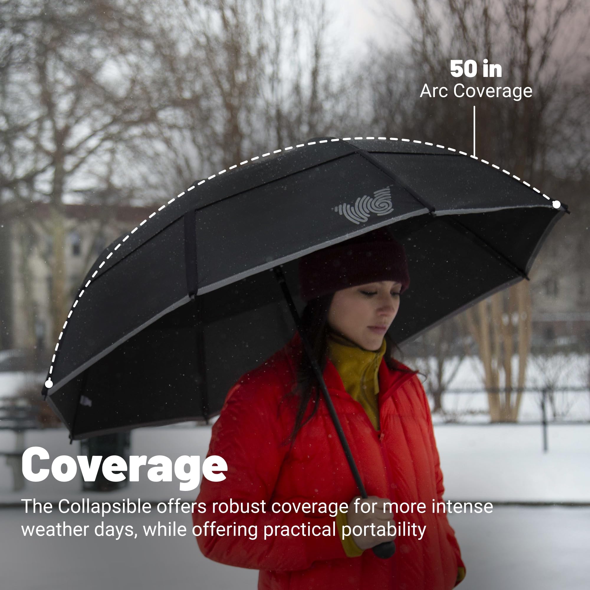 **Weatherproof Travel Umbrella - Compact, Windproof & Auto Open (Resists 55 MPH Winds) - Strong Fiberglass Frame - Perfect for Rain, Wind, Backpacking, Car & Daily Commute - Foldable & Portable (Red)**