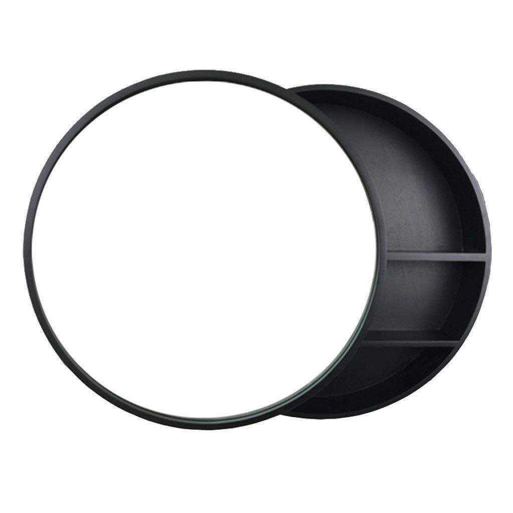 Solid Wood Round Wall Mounted Mirror Cabinet - Bathroom Vanity Mirror with Large Storage (Black, 19.7 Inch) - Perfect for Small Bathrooms & Bedroom Organization