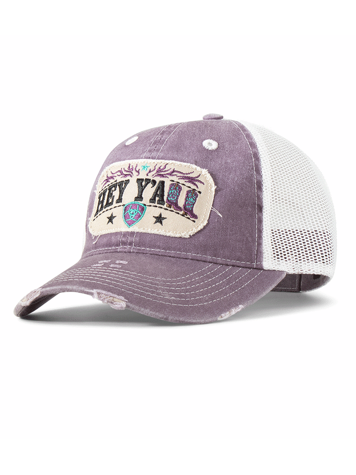 Ariat Women's Hey Y'all Distressed Patch Baseball Cap - Dark Purple Western Cowgirl Hat for Rodeo, Horseback Riding & Outdoor Adventures