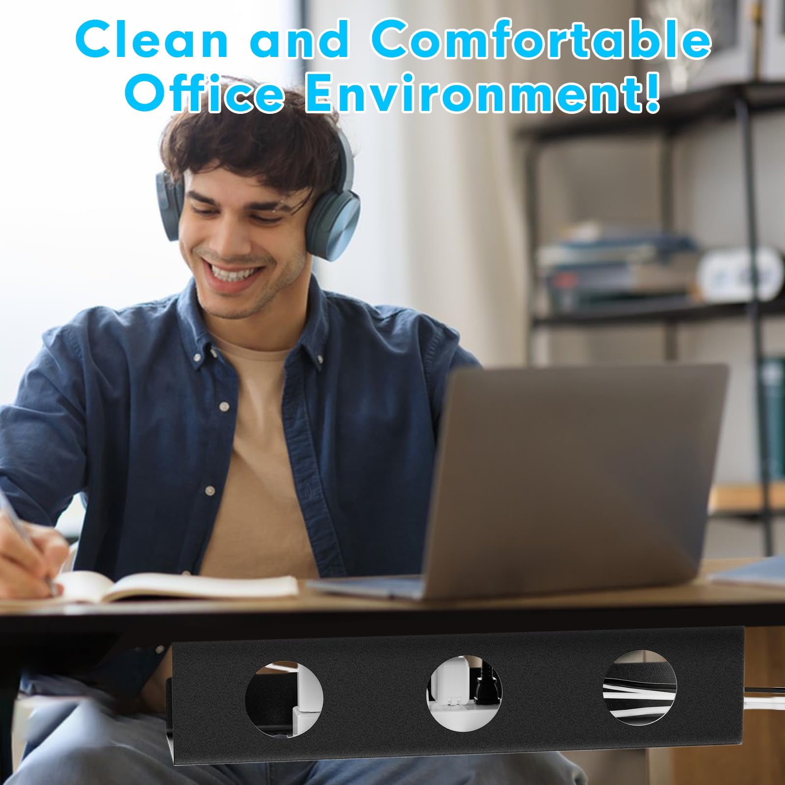 Self-Adhesive Under Desk Cable Management Tray - 2 Pack Steel Wire Organizer for Power Strips, No Drill Installation - Perfect for Office & Home Desk Cable Storage & Organization