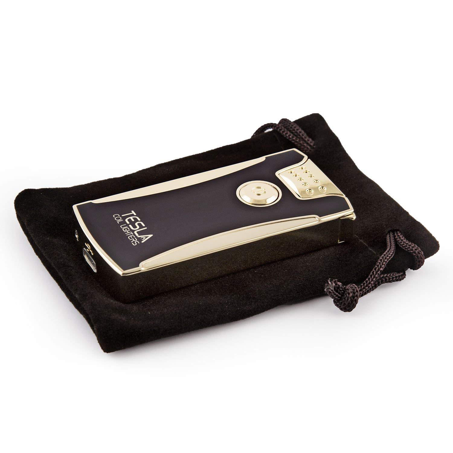 Tesla Coil Lighters™ USB Rechargeable Windproof Dual Arc Plasma Lighter - Gold - Perfect for Camping, Outdoor Adventures & Gift Giving