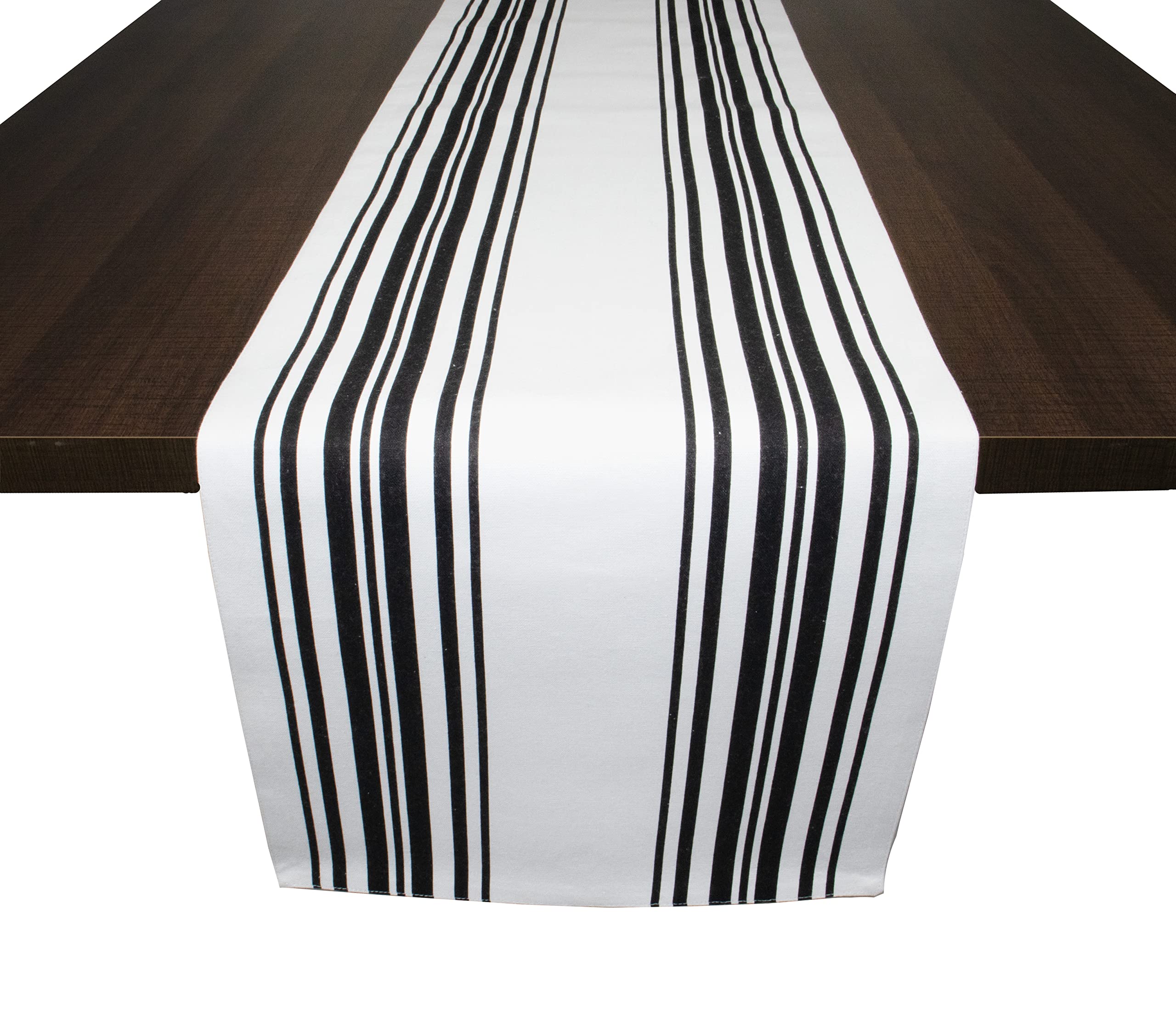 PurpleEssences Black & White Striped Table Runner - 100% Cotton French Farmhouse Style Tablecloth (14x54 Inches) - Perfect for Fall Decor, Dining Tables, Weddings & Rustic Home Decor