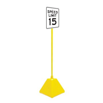 Heavy Duty Polyethylene Outdoor Freestanding Sign Base with Wheels - Blue - Perfect for Yard Sales, Real Estate Signs, and Event Advertising
