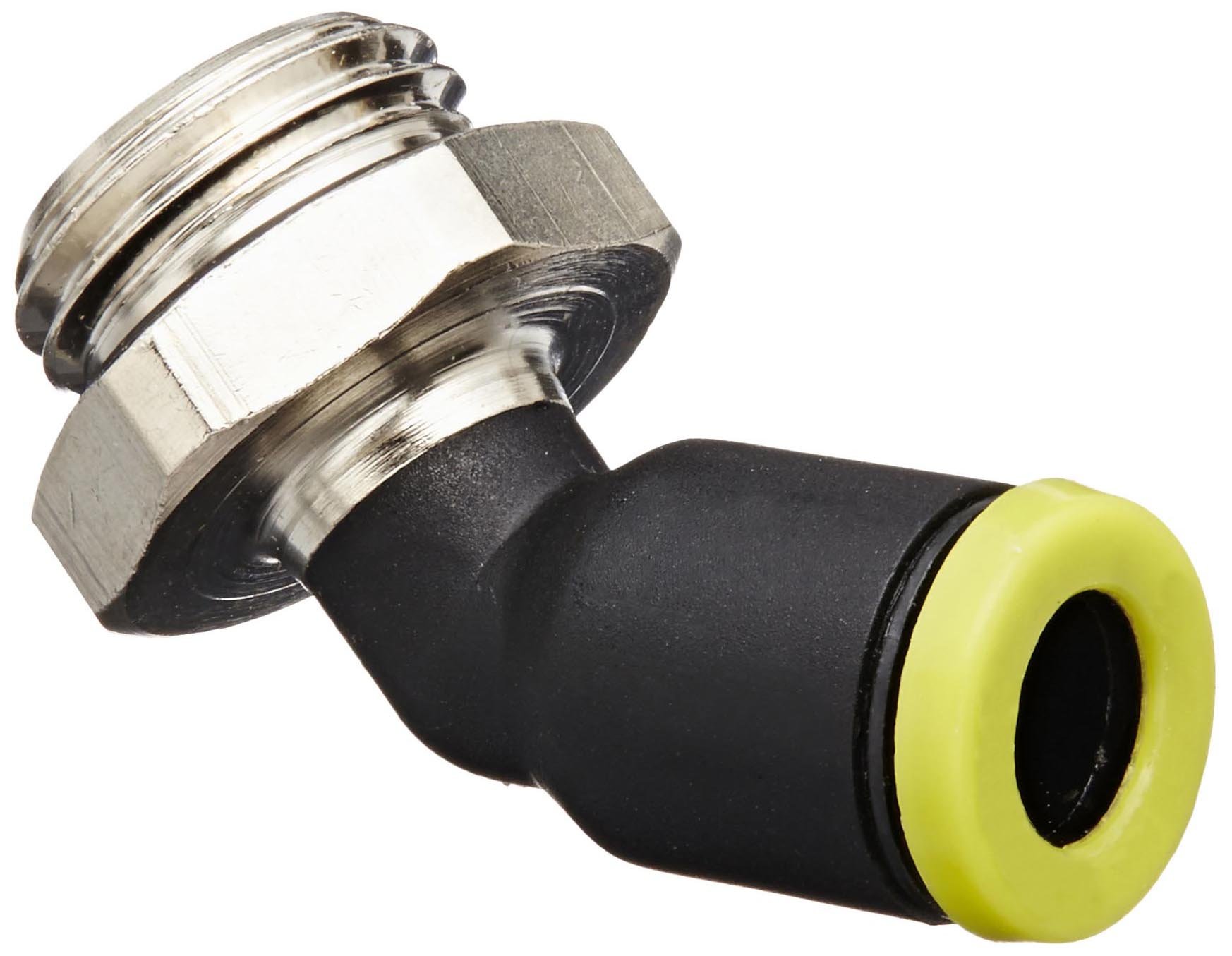 Legris 3133 06 13 Nylon & Nickel-Plated Brass Push-to-Connect Fitting - 45 Degree Elbow, 6mm Tube OD x 1/4