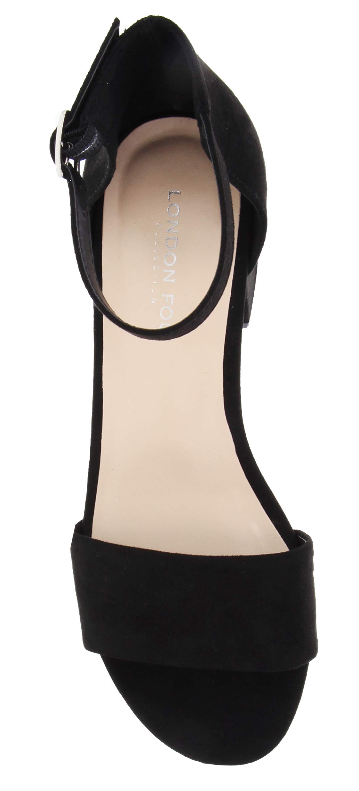 LONDON FOG Women's Nikki Low Block Heel Ankle Strap Pump Sandals - Comfortable Dress Shoes for Work, Party & Wedding | Stylish Two-Piece Ladies Heels for Office & Evening Events