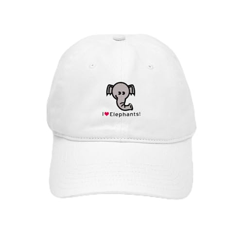 White - I Love Elephants Cap