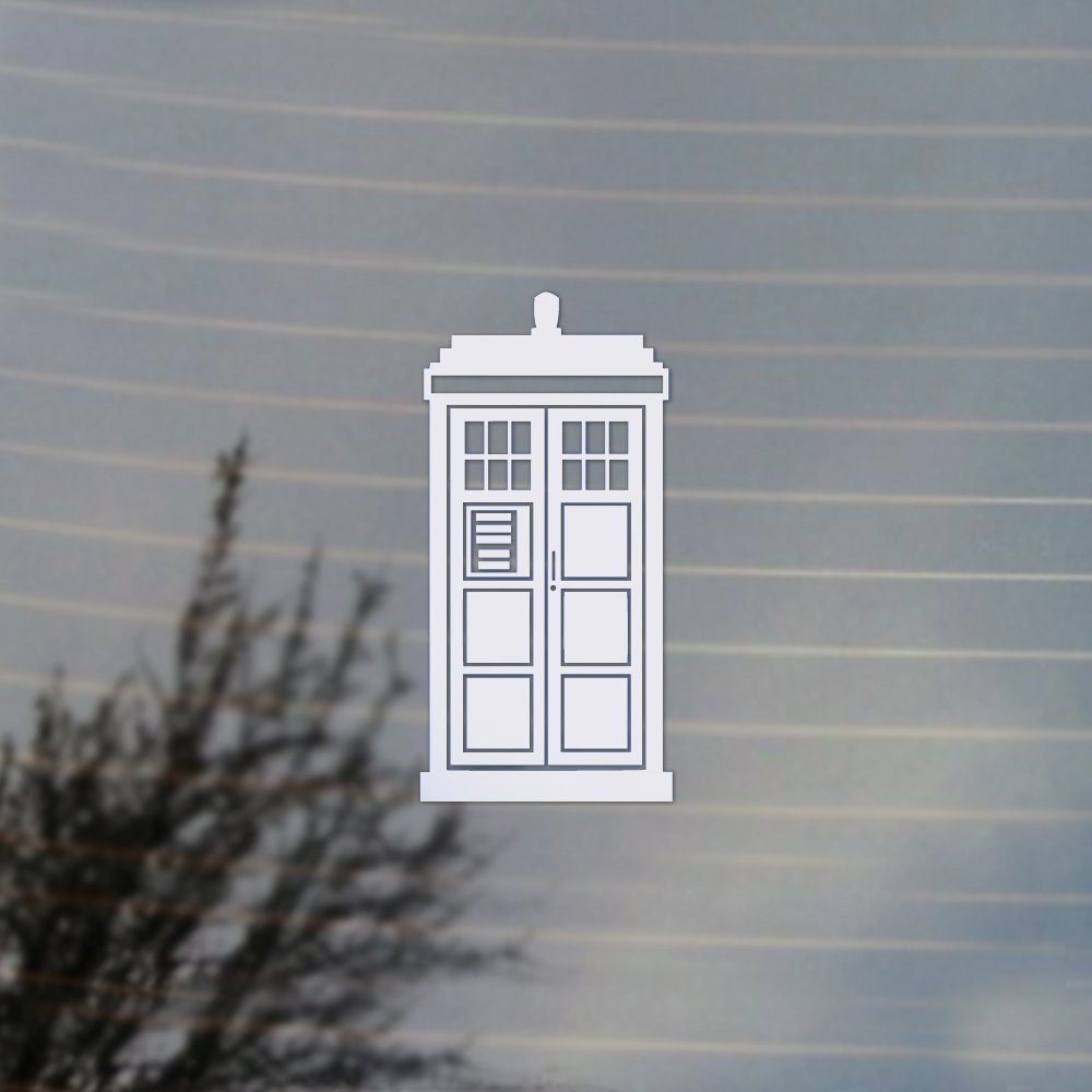 Doctor Who Tardis Vinyl Decal Sticker - White Cosplay & Fan Gear for Laptops, Cars, Walls - Perfect for Sci-Fi Fans & Home Decor