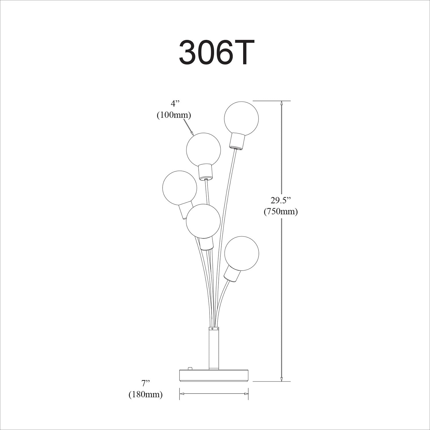 Dainolite DAIN306T-AGB Modern 5-Light Close-to-Ceiling Fixture in Brass - Perfect for Dining Room, Kitchen or Bedroom Lighting
