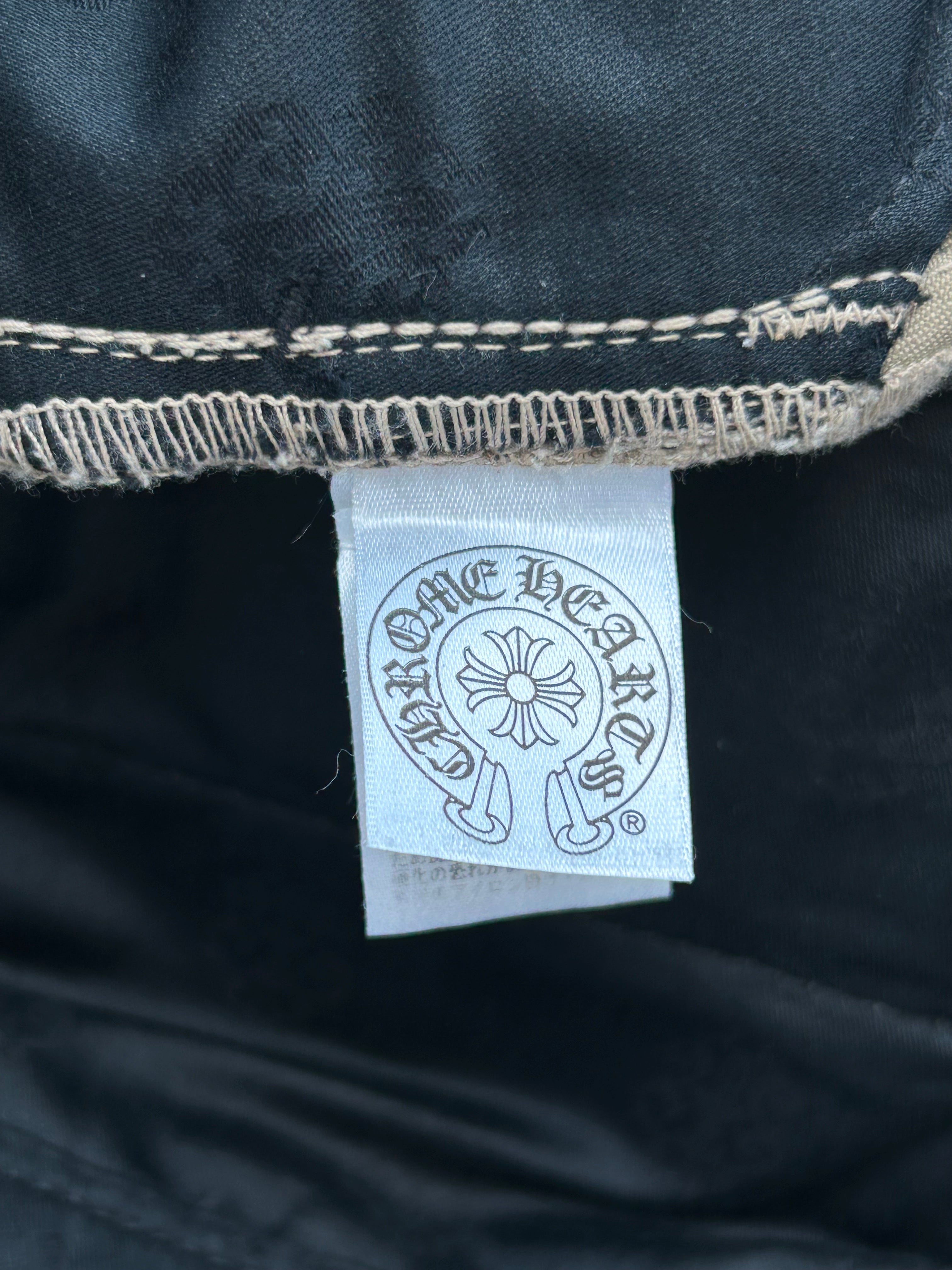 Chrome Hearts Beige Black Cross Patch Chinos Pants - Stylish Gothic Streetwear for Men | Perfect for Casual Outfits, Concerts, and Night Out