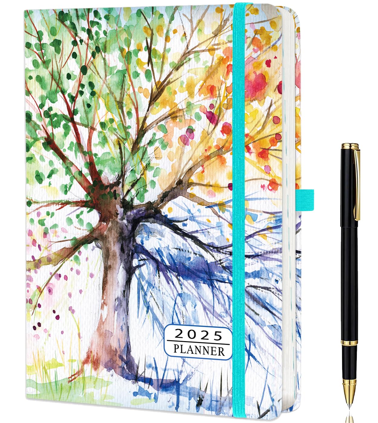 2025 A5 Weekly & Monthly Planner - ZXHQ Tree of Life Diary with Pen Holder, Built-in Pocket, Jan-Dec 2025 Full Year Planner (5.9