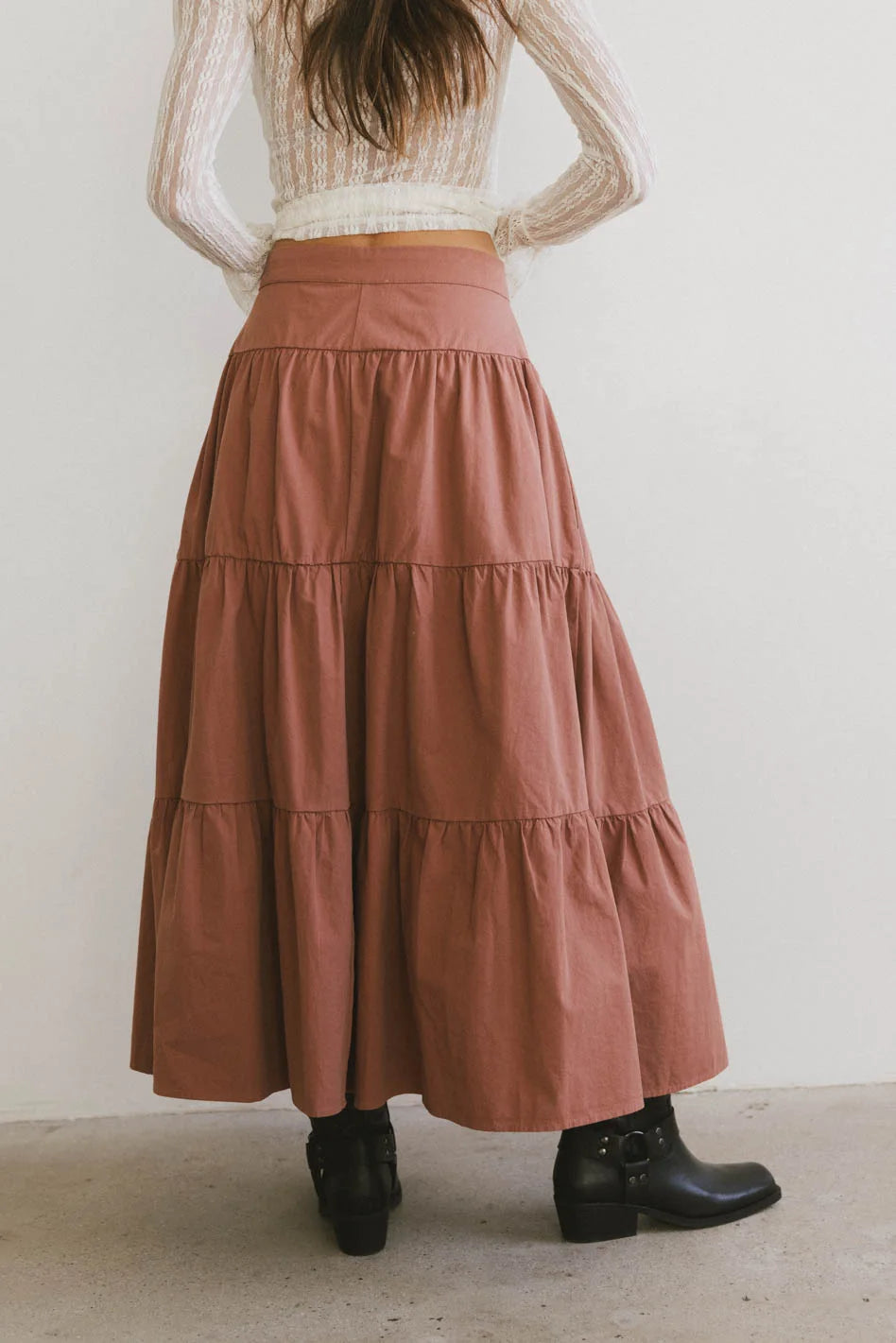 Luna Tiered Maxi Skirt for Women - Flowy Boho Long Skirt in Mauve | Perfect for Beach, Vacation & Summer Outfits | Final Sale