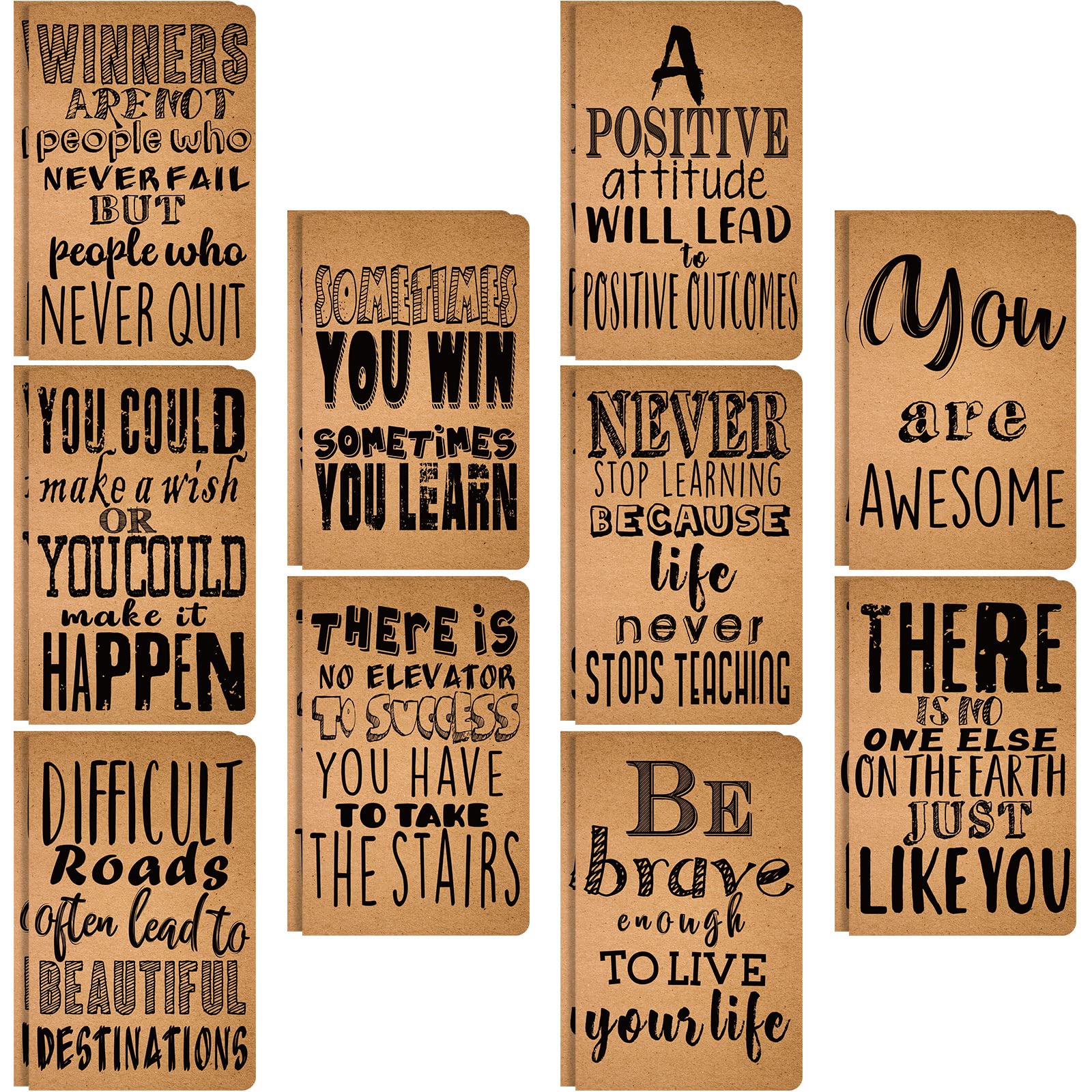 Inspirational Mini Motivational Journal Notebook - 10-Pack Bulk Small Pocket Notepads for School, Office, Home & Travel - Cute Style Gift Supplies (10 Styles) - Perfect for Daily Encouragement, Goal Setting & Thoughtful Gifting