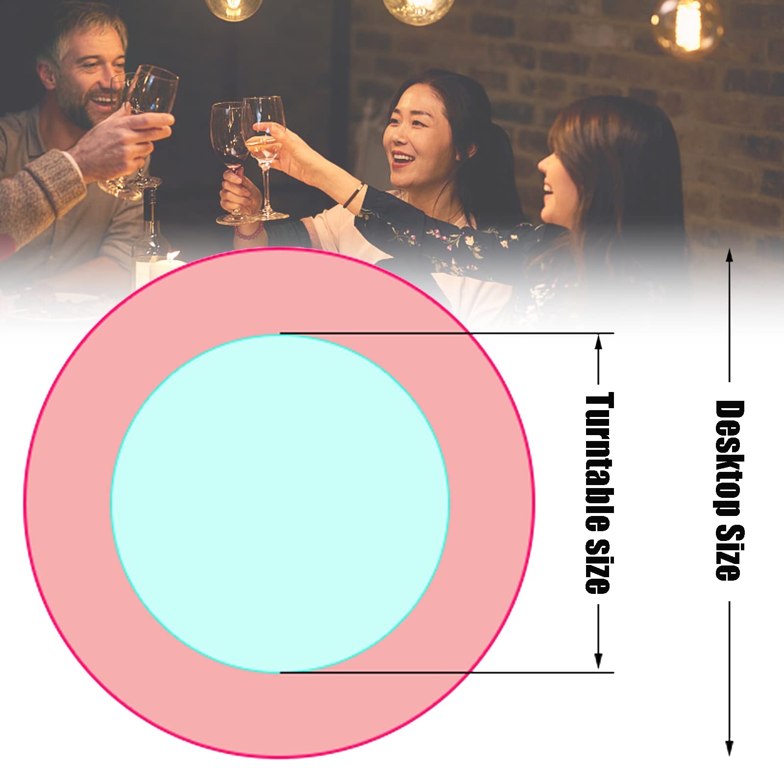 Large 40-Inch Glass Lazy Susan Turntable with Swivel Assist System - Round Rotating Serving Tray for Kitchen, Dining Table, Parties & Weddings - Perfect for Buffets, Entertaining Guests & Organizing Spices