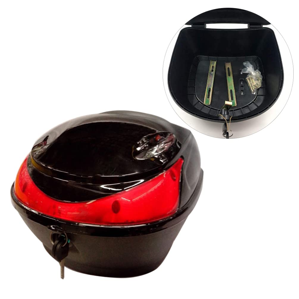 Large Capacity Motorcycle Tail Box Trunk - Replacement Luggage Storage Carrier Case with Lock for Scooters & Motorcycles (Black) | Perfect for Helmet Storage & Daily Commuting