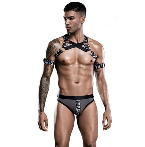Men's Shapewear Half Body Chest Harness Jockstrap - Nylon Lingerie Set for Gay & BDSM Play, Cosplay, Fetish Wear - Perfect for Roleplay, Under Outfits & Nightwear