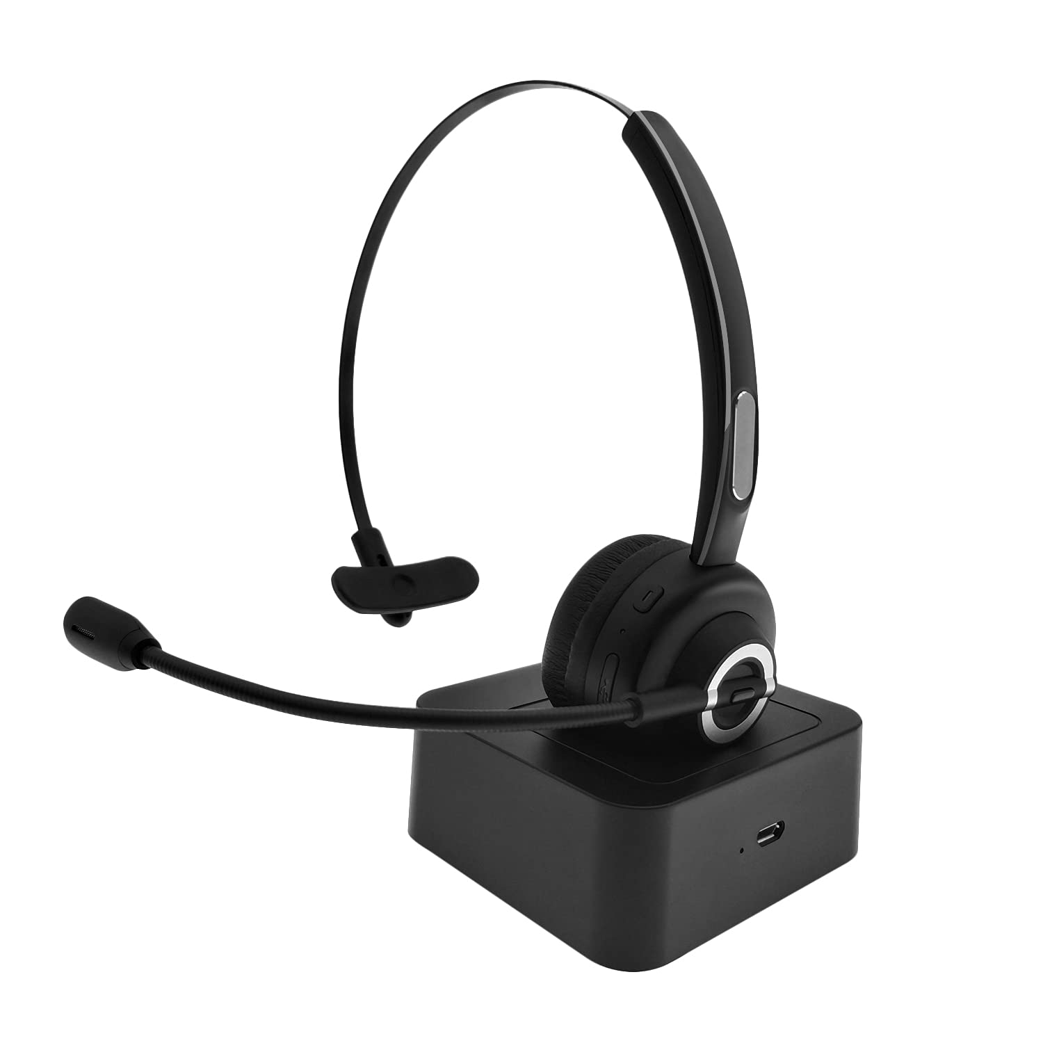 Trucker Bluetooth Headset with Mic - Wireless Noise Cancelling Headphones for Office, Business & Home Use | Comfortable On-Ear Design with Charging Base | Clear Calls for PC, iPhone & Mobile Devices | Perfect for Truck Drivers, Call Centers & Remote Work