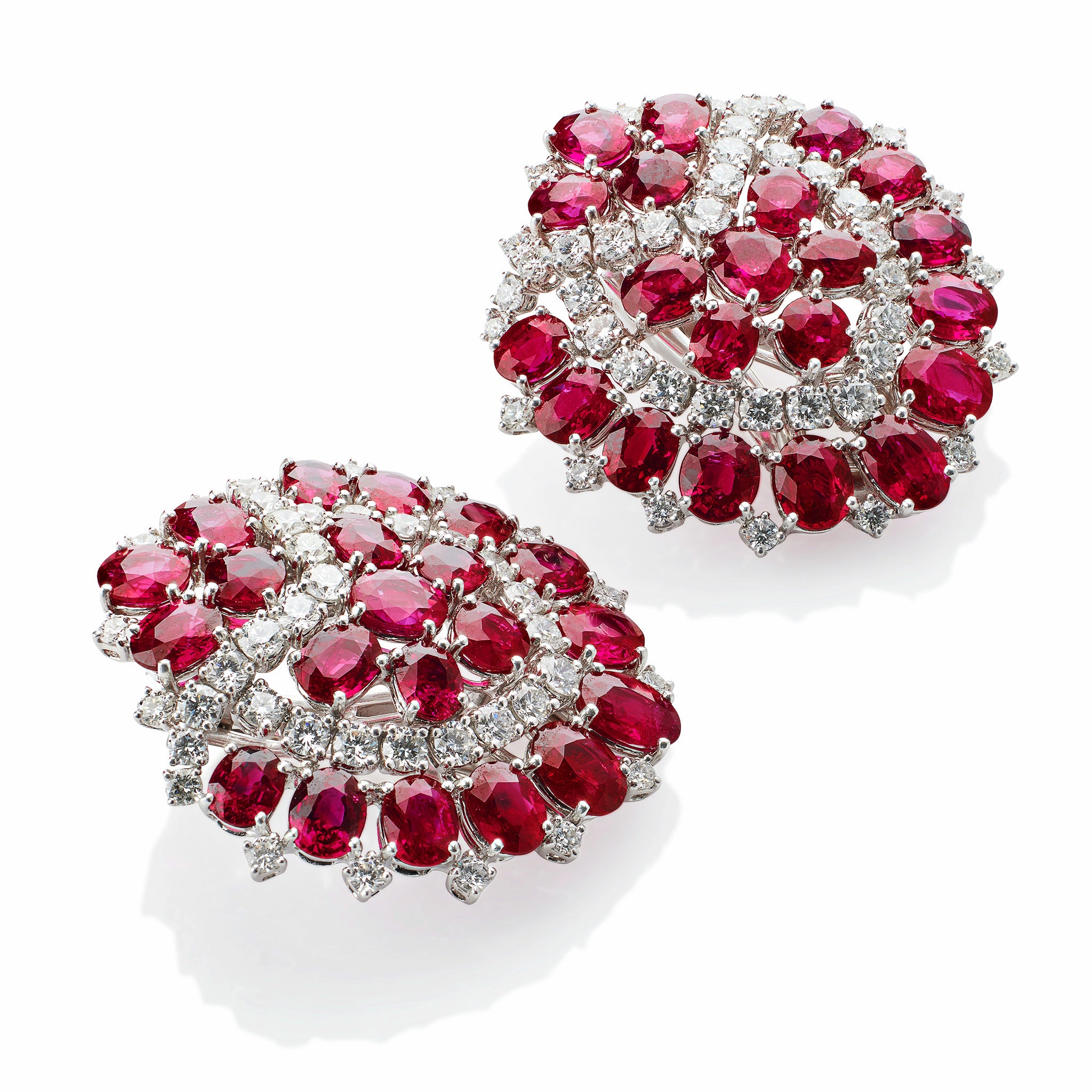 Vintage Bulgari Roma 1960s Burma No Heat Ruby & Diamond Clip-On Earrings | Luxury Antique Jewelry for Weddings, Galas & Special Occasions