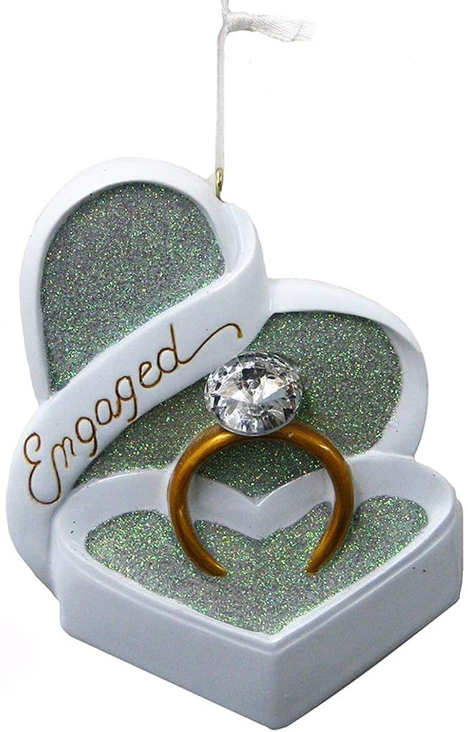 Personalized 4 Engagement Ring Ornaments - Custom Wedding Proposal Decorations for Christmas Tree, Gift Box & Romantic Proposal Scenes