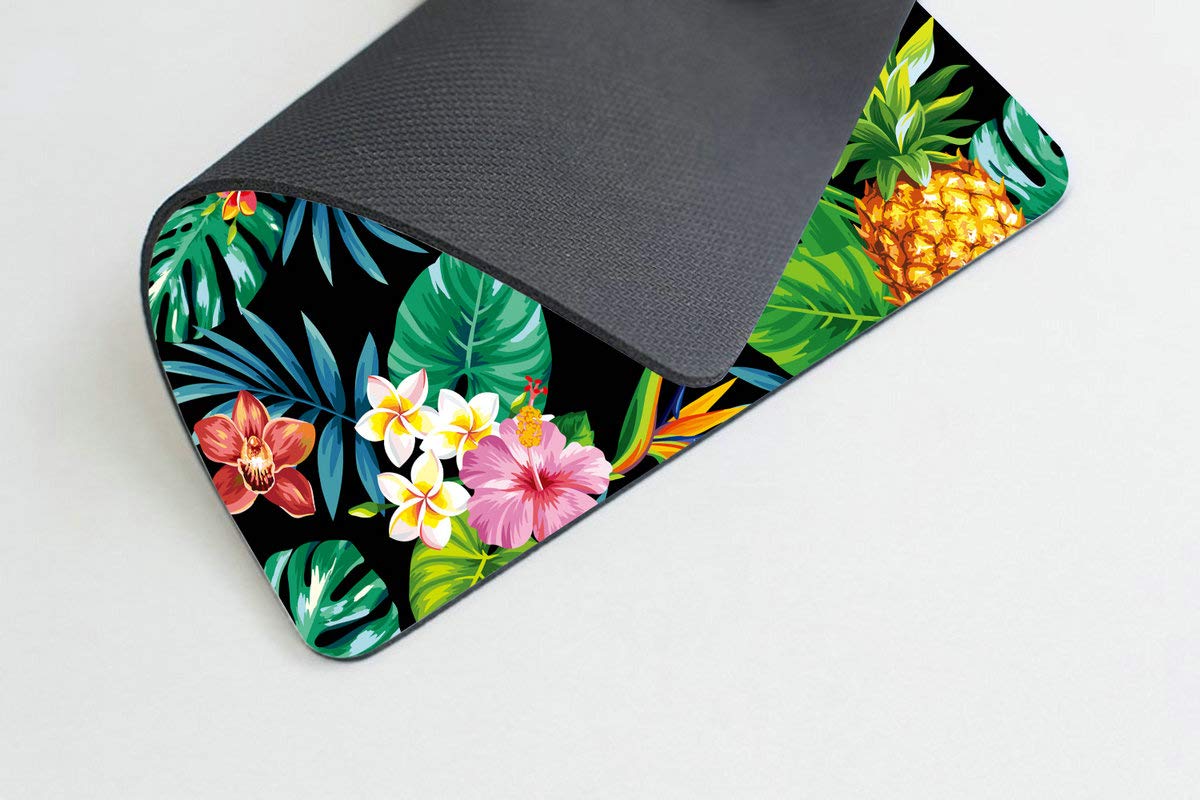 Custom Smooffly Hawaiian Pineapple Mouse Pad - Tropical Palm Leaves & Flowers Design, Non-Slip Rubber Gaming Mouse Mat for Computer & Laptop - Perfect for Office, Home & Gaming Setup