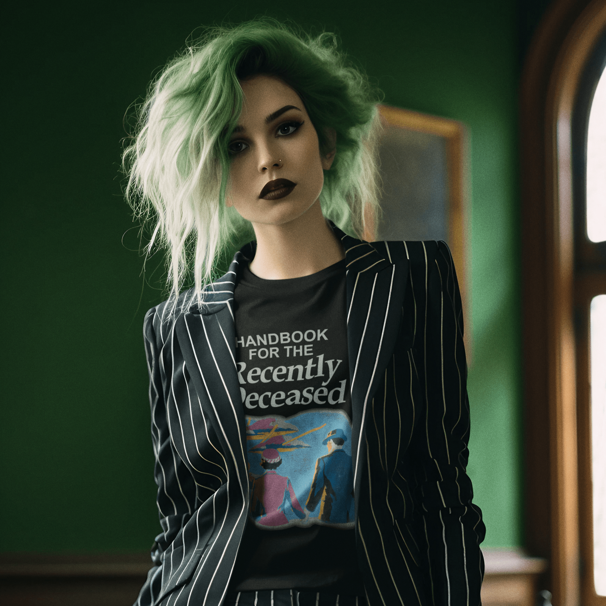 Handbook for the Recently Deceased T-Shirt - Funny Beetlejuice Movie Quote Graphic Tee - Perfect for Halloween Costumes, Cosplay & Movie Fans
