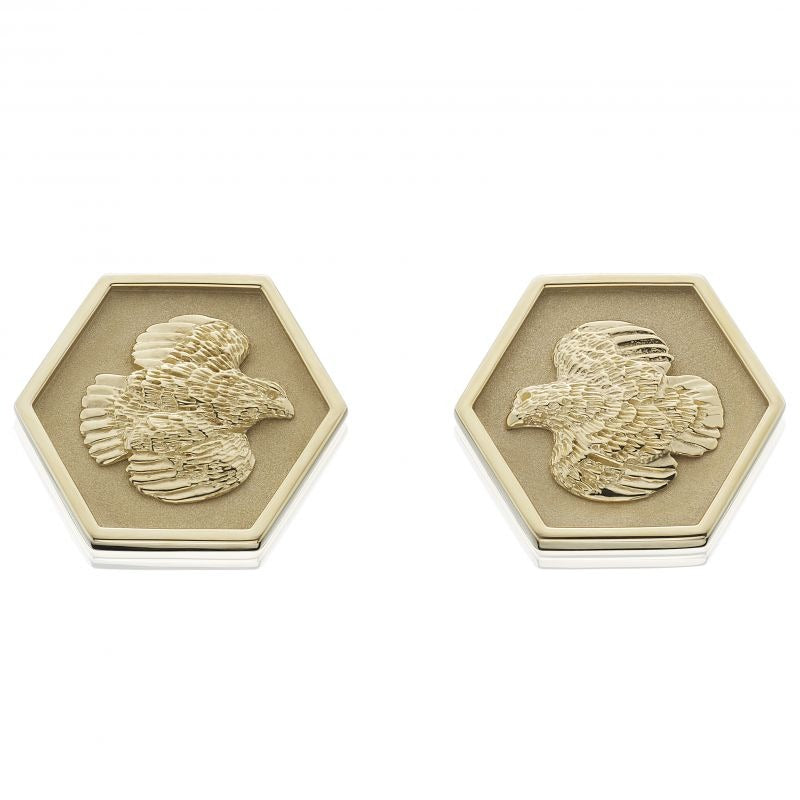 14K Yellow Gold Quail Hexagon Earrings for Women - Elegant Geometric Bird Stud Earrings - Perfect for Parties, Weddings & Everyday Wear