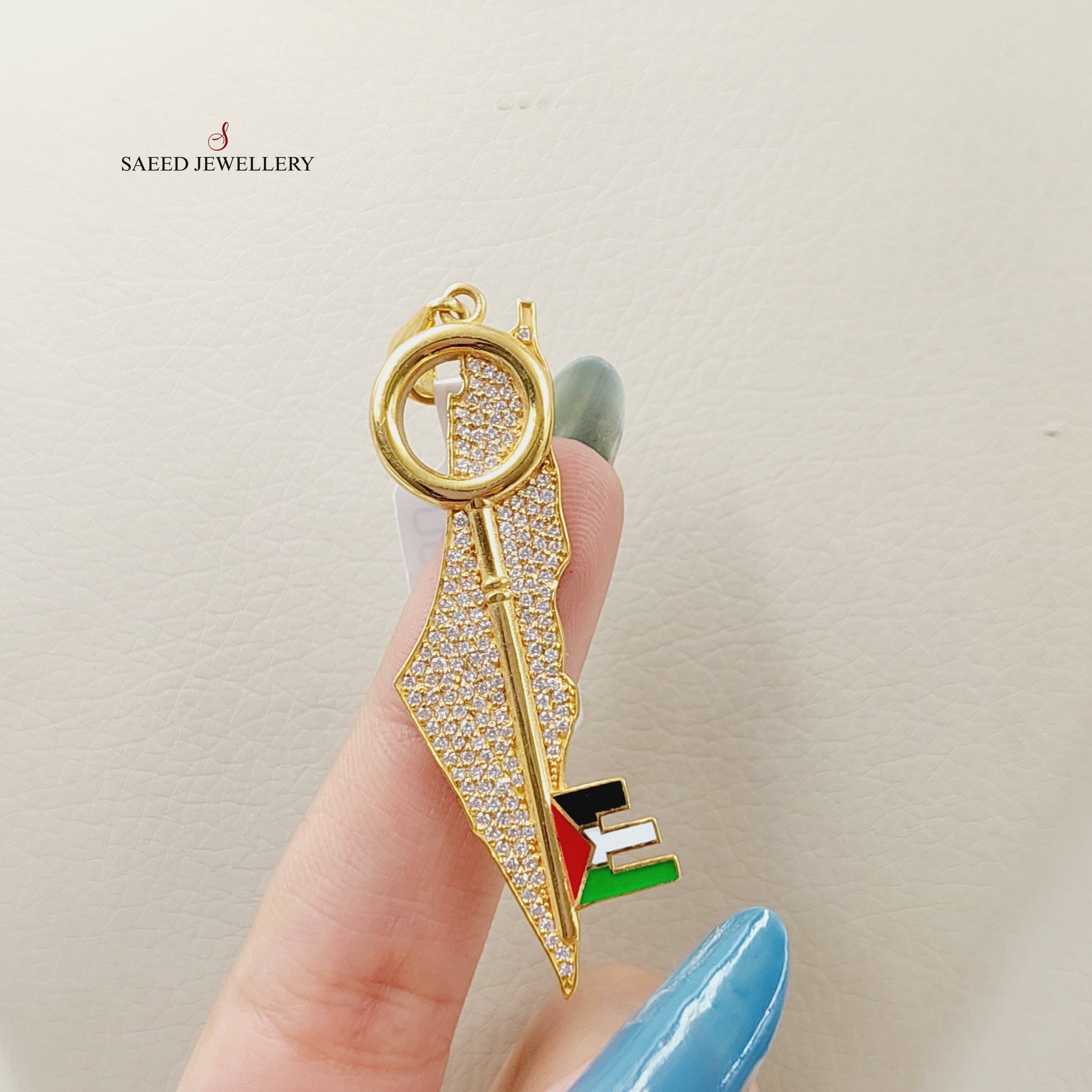 Stunning Enameled & Zircon Studded Palestine Pendant Necklace - Elegant Jewelry for Women, Perfect for Gifts, Parties & Special Occasions