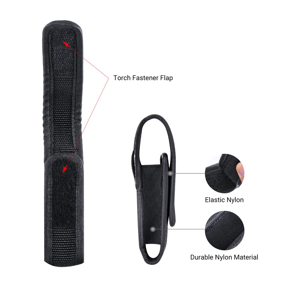 NEXTORCH Tactical Flashlight Holster - 2 Pack Belt Mount Flashlight Pouch for Hands-Free Carry - Perfect for Camping, Hiking, Police & Emergency Use