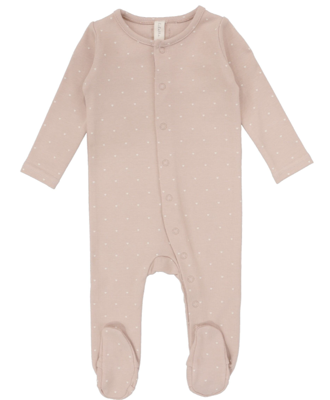 LIL LEGS Tiny Heart Baby Footie Pajamas - Soft Cotton Sleepwear for Infants 6-12 Months - Cozy & Comfortable for Bedtime & Nursery