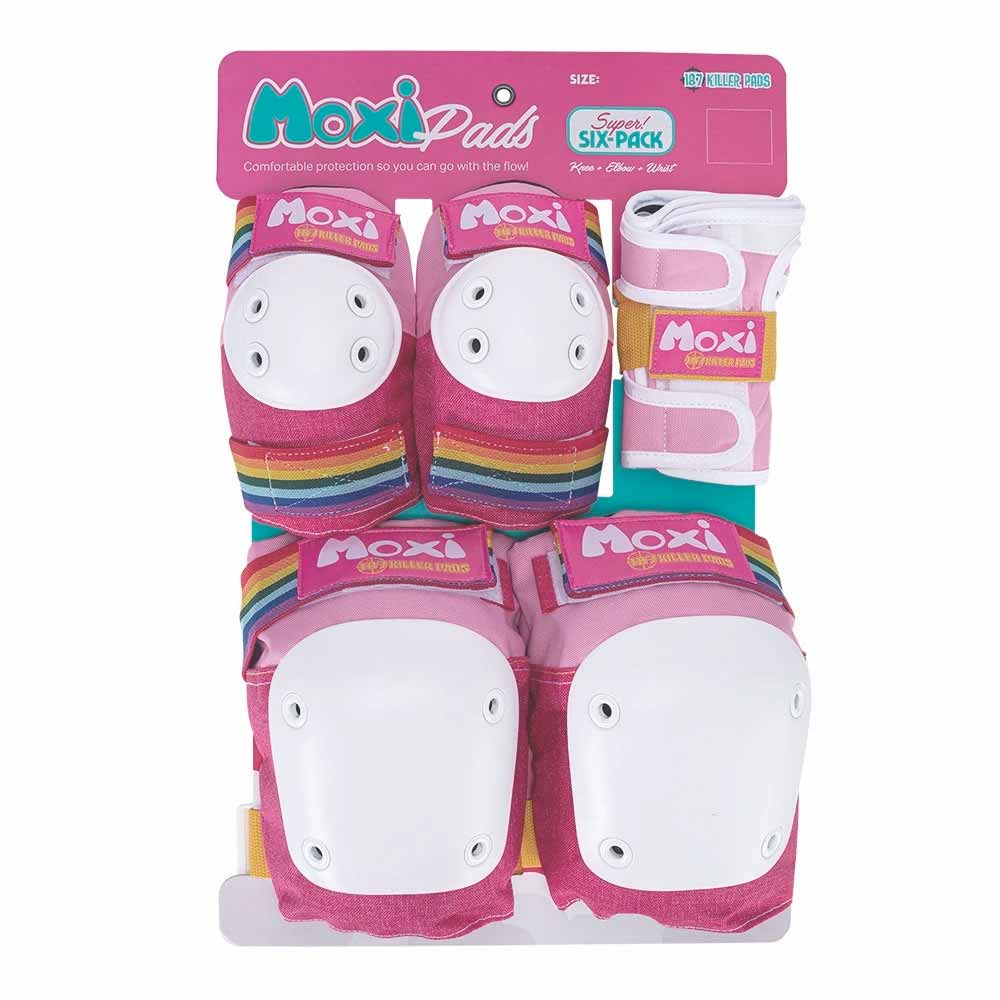 187 Moxi Junior Pads Six Pack - Protective Knee and Elbow Pads Set for Kids Skateboarding, Roller Skating & Scooter Riding - Durable Safety Gear for Young Athletes