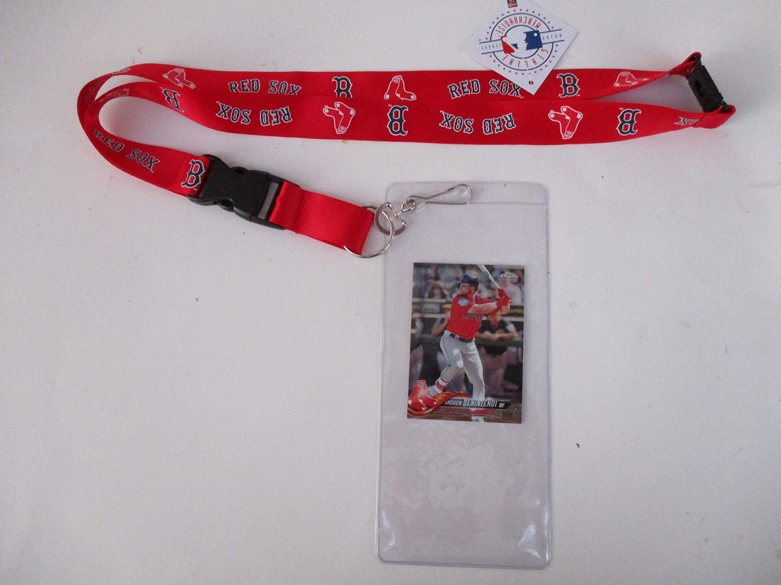 Boston Red Sox Team Lanyard with Plastic Clip & Ticket Holder - Includes Collectible Player Card - Perfect for Baseball Games, Fan Events & Sports Memorabilia Collection